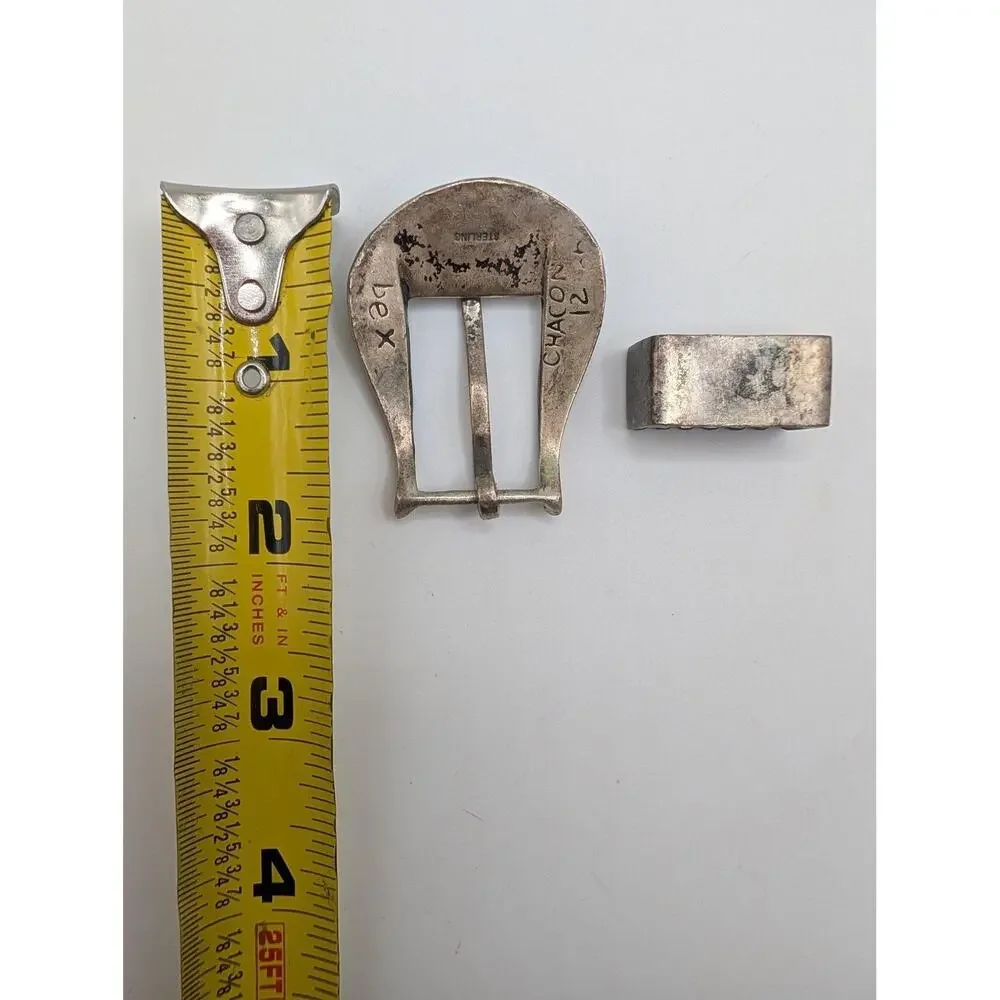 Chacon Sterling Silver Belt Buckle Set Western Southwestern Santa Fe Artisan